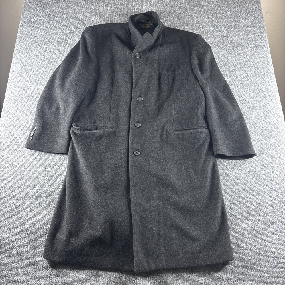 Jos. A. Bank Trench Coat Mens 46" Chest Gray 100% Wool 3 Button Overcoat Career